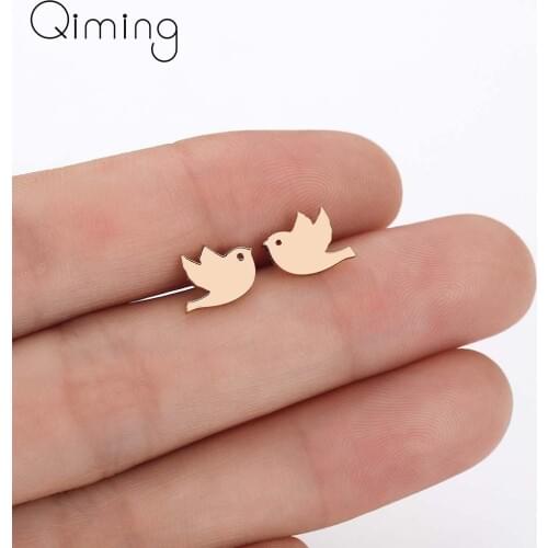 Cute Tiny Peace Pigeon Stud Earrings Women Flying Bird Animal Piercing fashion Earring Party Children Jewelry Birthday Gift