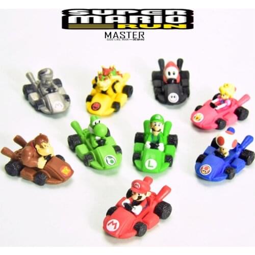 Mini Super Bros Cars Model Cartoon Vehicle Yoshi Luigi Peach Action Figure Model Toy Car Kart Racing Model Ornament for Fans