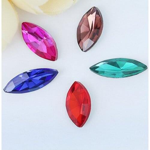 Fashion Design 5/25/50 Pcs Charm Glass Crystal 20 Colors Horse Eye Shape Glue On Rhinestone Beads Handicraft For DIY Phone Cover