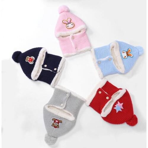 New Children Winter Boys Girls Plush Hat Scarf Child Hooded Caps Baby Girls Winter Hats for Kids 1~12 Years Old Masked Hood Cap