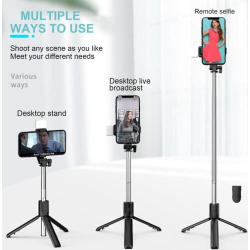 2021 NEW R1S Bluetooth Wireless Selfie Stick Mini Tripod Extendable Monopod with Remote shutter For IOS Android Smart phone