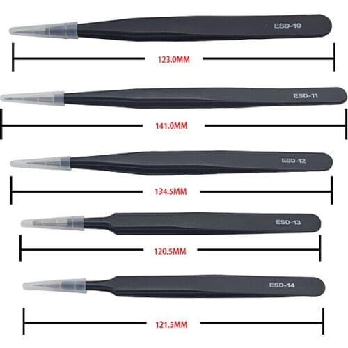 12 Pieces Tweezers Tools Anti-static Non-magnetic Stainless Steel Tweezers Multi-standard With Storage Bag Hand Operated Tools