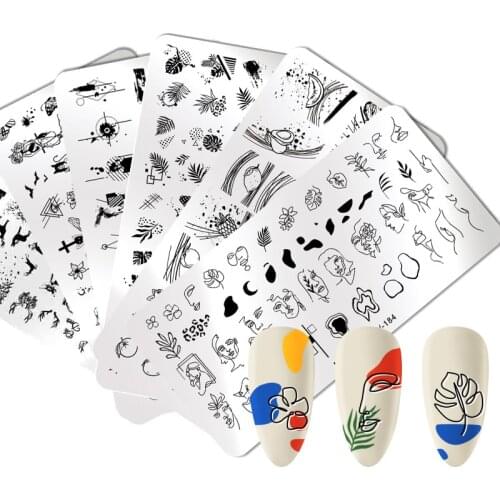 NICOLE DIARY Rectangle Nail Stamping Plates Stainless Steel Young Girl Nail Art Stamp Stencils For Printing Stencil Tools