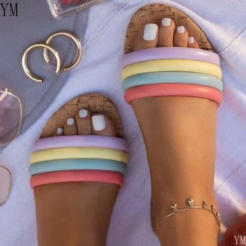 2021 Fashion Flat Iridescence Women Slides Sandal Ladies Outdoor Beach Lady Shoes Woman Home Slippers Female Flip Flops Summer