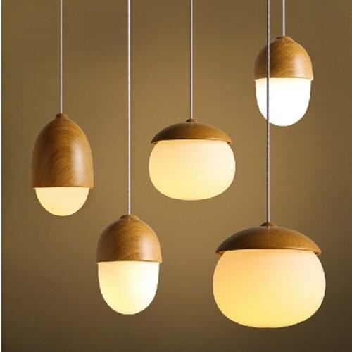 Modern pendant light Wood color lamp E27 socket lamp holder Hanging light Home Dining Room Pendant Lamps Cafe Bar Kitchen