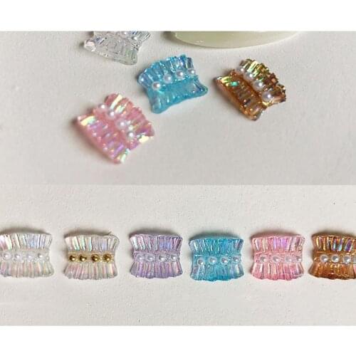 100pcs Nail Art Crystal Aurora Gem Nail Charm 3D Ribbon Ballet Skirt Design Nail Rhniestones Symphony Luxury Nail Jewelry H
