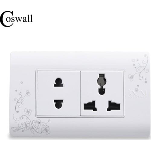 COSWALL Universal Plug Simple Style Wall Electrical Socket Multi-function 5 Hole Power Outlet With Child Protective Door