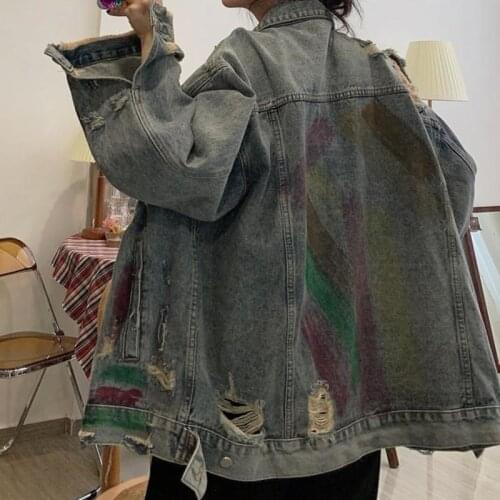 Spring Denim Jacket Women Loose Gothic Korean BF Style Baseball Jeans Bomber Basic Coat Female Students Harajuku Streetwear