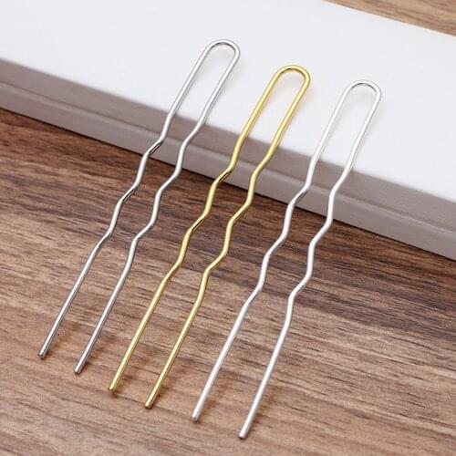 50 PCS 100mm U Shape Hair Sticks Metal Iron Gold/Rhodium/Silver Color Hair Pins Setting DIY Accessories For Jewelry Making