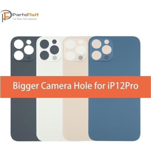5pcs OEM Premium Back Glass With Bigger Camera Hole For iPhone 12pro 12 Pro Wide Camera Hole Opening Battery Cover Glass Parts