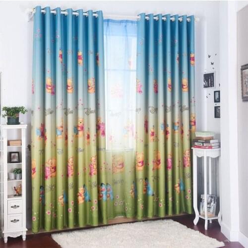 Cartoon Bear Printed Blackout Curtains for Living Room Curtains for Children Room Kids Curtains Drapes