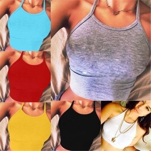 Halter Women Camis Sleeveless Summer 2020 Black Solid Short Women Tops Shirt Camisole Femme Woemn Tanks Crop Top