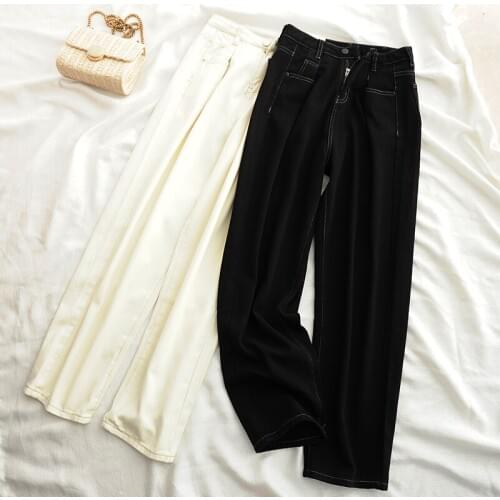 Womens Jeans straight leg Mom Jeans Baggy High Waist Straight Pants Women 2020 Fashion Casual Loose Undefined Trousers