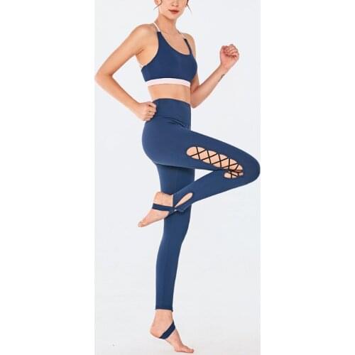 Women Yoga Set Tracksuit Sexy Grid Design Workout Clothes Sexy Seamless Fitness Leggings Sports Suit Gym Sportswear