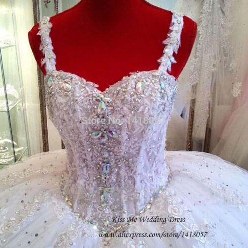 Vestidos de Noivas Real sample 2020 Wedding Dress Lace Ball Gown Bride Dresses Straps Crystals Floor Length Trajes de Noiva