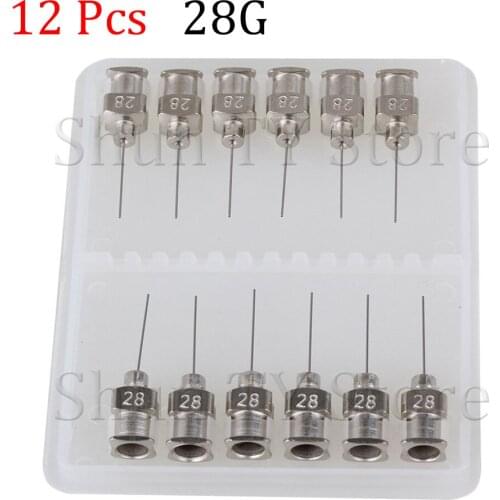 12 Pcs 1/2 Inch Silver Stainless Steel 28Ga Connector Glue Head Dispensing Needle, Suitable For Dispensing Electronic Components