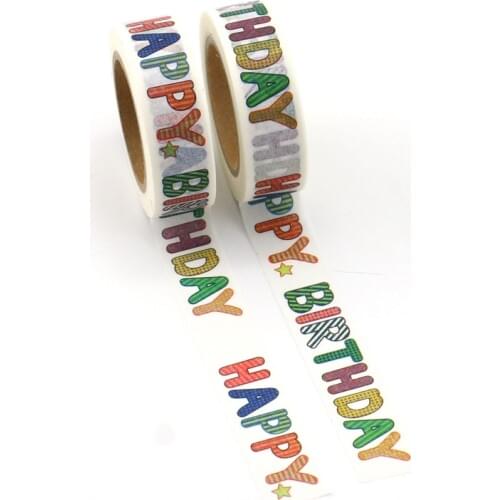 2PCS/lot NEW! Decor HAPPY BIRTHDAY Washi Tapes Mask Paper DIY Scrapbooking Adhesive Sticky Tape 1.5cm*10m School Office Supply