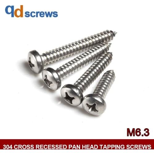 304 M6.3Cross recessed pan head tapping screws self-tapping Phillip round screw GB845 DIN7981 ISO 7049