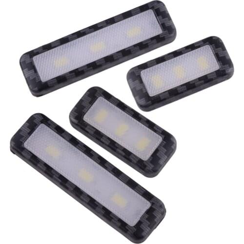 4Pcs 12V Universal Car Interior Door Handle Bowl White LED 12V 3W Ambient Atmosphere Light LED Carbon Fiber Style