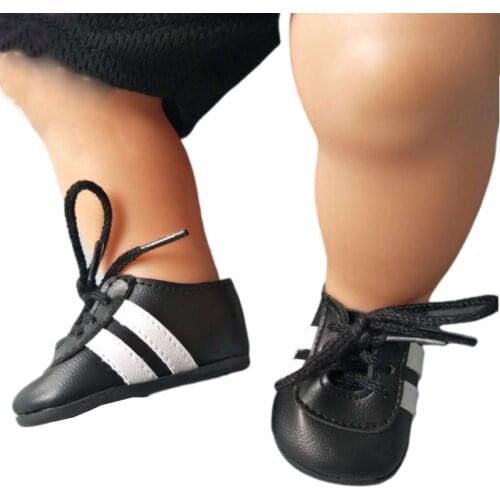 43CM Reborn Baby Doll black football sport Shoes for 18 inch doll 7cm doll shoes