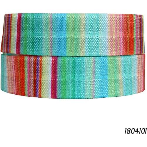 50 yards/lot) Free shipping rainbow gradient ombre fold over elastic foe ribbon for kids headbands