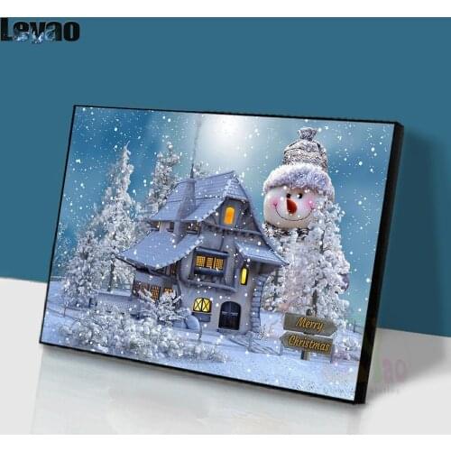5D Giant Snowman Next House Cross Stitch Kit Diy Diamond Painting Christmas Full Square Home Decor Crafts Set Art Embroidery