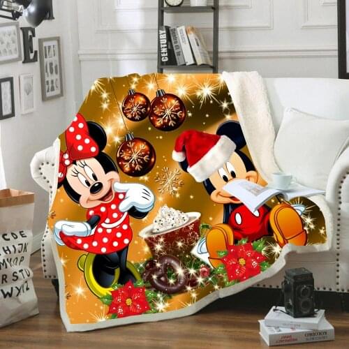 Disney Minnie Mickey Mouse Birthday Gift Baby Plush Blanket Throw Sofa Bed Cover Single Twin Bedding for Boys Girls Children Kid