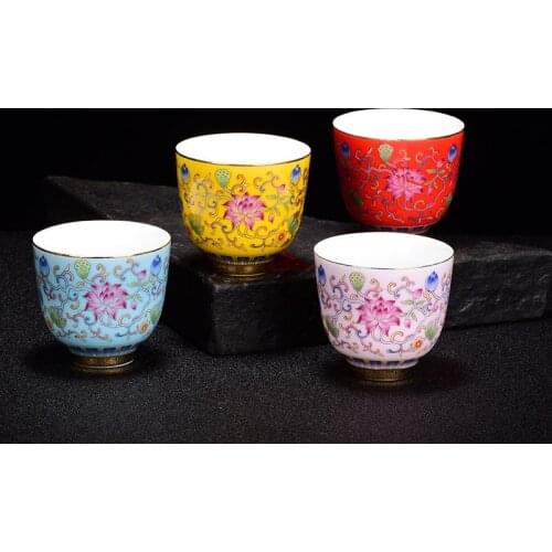 Enamel Ceramic Tea Cup Household Kung Fu Tea Set Teacup Jingdezhen White Jade Porcelain Tea Bowl Single Cup Master Cup Teacups