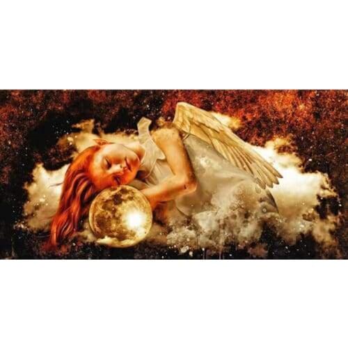 Glymg Crystal Ball Red-haired Angel 5d Diamond Craft Painting Diy Diamond Embroidery Handicrafts Diamond Wall Art Decor