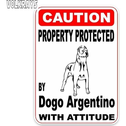 Volkrays Interesting Car Sticker Property Protected By Dogo Argentino Dog Accessories Reflective Waterproof PVC Decal,13cm*9cm
