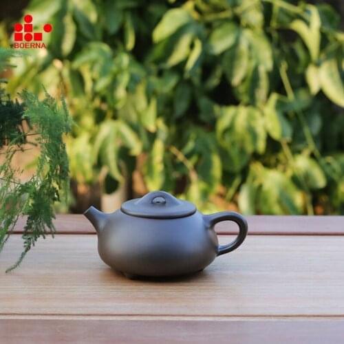 BOERNA 220ml Nixing Pottery Teapot Jingzhoushipiao Handmade Natural Material Health Drinking Large Capacity Oolong Cha Teawares
