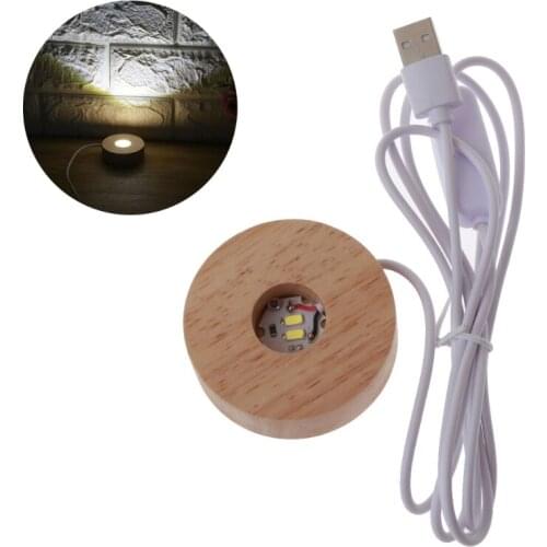 Round Wooden Night Base Resin Ornament Stand DIY Night Light Resin Art Crafts N0HE