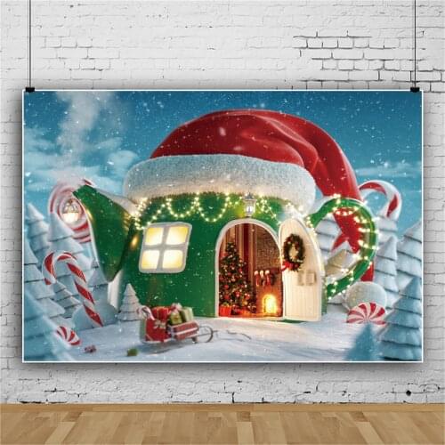 Laeacco Winter Snow View Christmas Vinyl Background Cartoon Candy World Child Portrait Photography Backdrop Poster Photo Studio