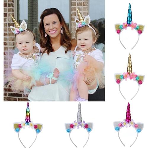 Cute Unicorn Horn Headband Happy Birthday Party Decorations Kids Unicorn Party Favors Baby Shower Girls Unicorn Birthday Decor