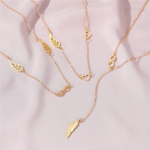 Fashion Feather Heart Pendant Necklace For Women Girls New Design Simple style Geometric Charms Choker Jewelry Party Gifts