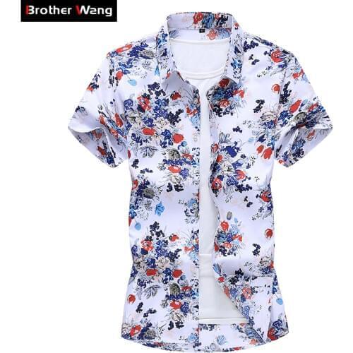 2020 Summer New Hawaiian Shirt Men Fashion Casual Floral Print Short Sleeve Shirt Male Brand Clothes Plus Size 5XL 6XL 7XL