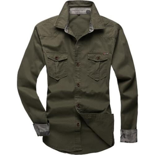 Hot 2019 Outdoor Sport Cotton Army Cargo Military Long Sleeve Tooling Camping Hiking Shirts Men tactical shirt Plus Size 5XL