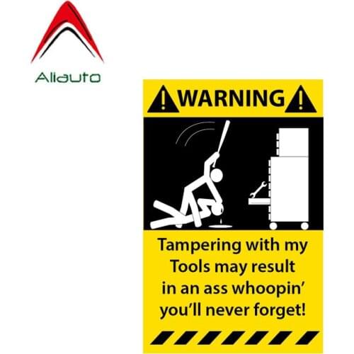 Aliauto Warning Car StickerTampering with My Toolbox PVC Waterproof Sunscreen Anti-UV Cover Scratch Decal,6cm*10cm