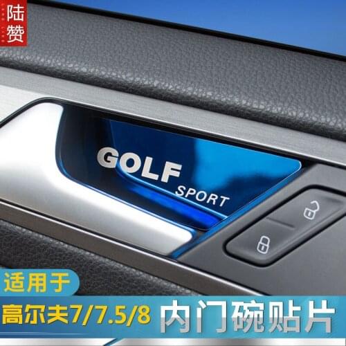Learndge 4PCS Stainless Steel Car Inner Door Handle Bowl Cover Sticker for Volkswagen Vw Golf 7 MK7 2014 to 2017 Car Accessories