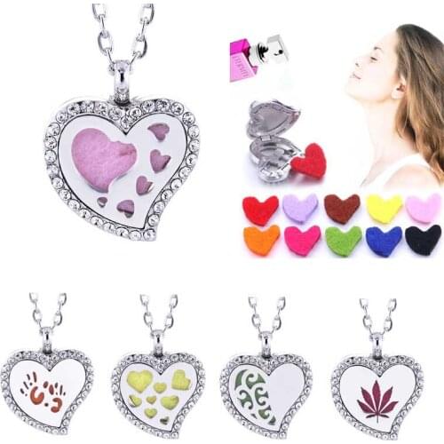 New Aromatherapy jewelry Heart necklace Aroma diffuser essential oil diffuser pendant necklace Lockets Love Perfume pendant
