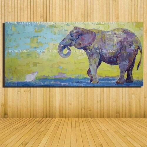 New Handmade Large Modern Canvas Art Oil Painting Animal Paintings For Home Living Room Hotel Decor Wall Art Elephant Picture