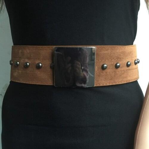 New Fashion Punk Metal Metal Rivet Waist belt Unisex Wide Big buckled Belt Cummerbund Belt for Women Girdle Dress Decoration