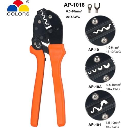 Crimping Pliers 0.5-16mm2 20-5AWG Non Insulated Bare Naked Cable Lugs Terminals Ratchet Crimper Jaw Suit kit Crimping Hand Tools