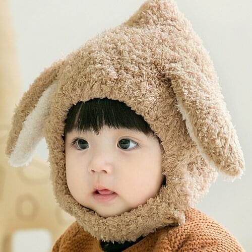 Winter Lamb Wool Boys Girls Bucket Hat Solid Children Panama Fisherman Cap Cute Little Grass Baby Hat Autumn Toddler Ear Hats
