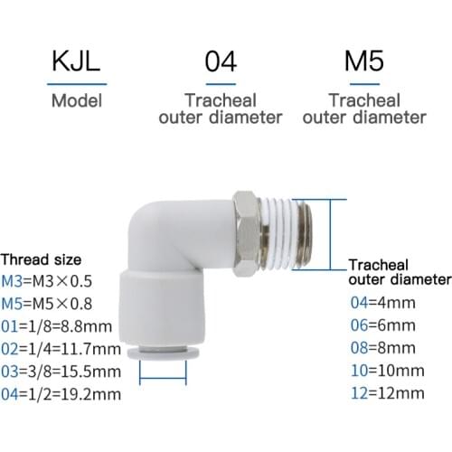 1PCS PL SMC type white KQ2L / 04/06/8/10 / 12-01 / 02/03/04 elbow pneumatic tracheal joint PL