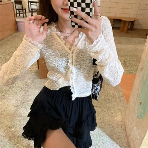 Shirt Lace Thin Section Long-sleeved Shirt Female Design Sense Niche Summer New Slim Top