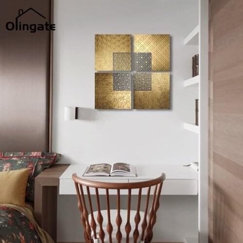 Modern Nordic Abstract Luxury Posters Wall Art Geometric Abstract Gold Canvas Painting One Piece for Bedroom Living Room Decor