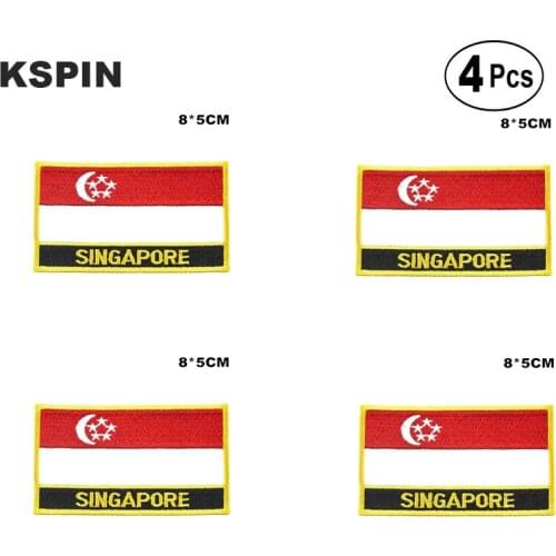 Singapore Rectangular Shape Flag Iron on Saw on Patches Embroidered Flag Patches National Flag Patches for Clothing