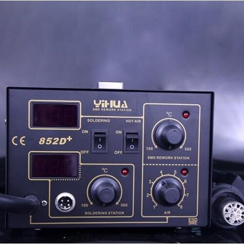 YIHUA 852D+ SMD Rework Station Pump Type Hot Air Gun Digital Soldering Iron 2 in1 SMD Hot Air Rework Solder Station 110V/220V