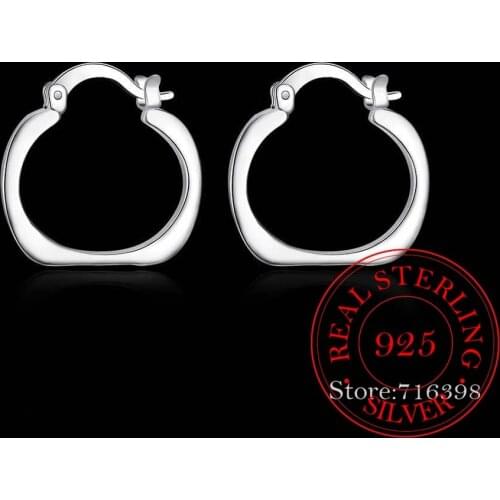 Personality Hyperbole 925 Sterling Silver Simple Smooth Cute Square Hoop Earrings For Women Sterling-Silver-Jewelry Pendientes